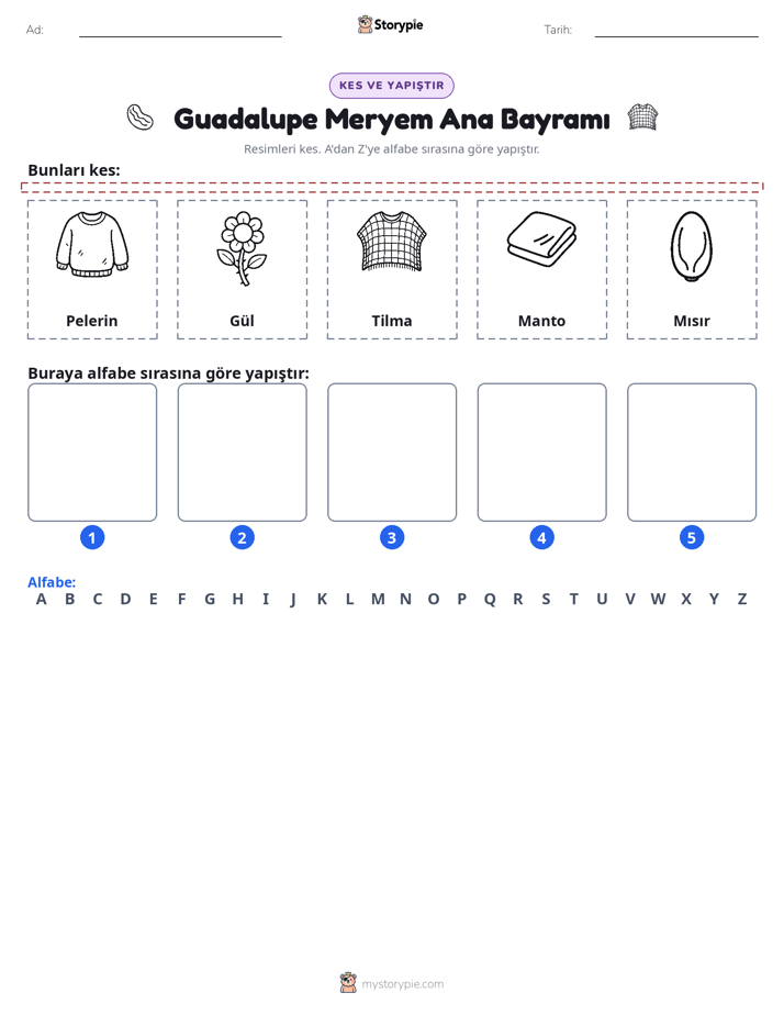 Kes & Yapıştır Alfabe