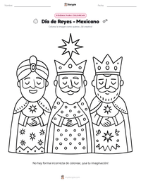 Vista previa de la hoja de trabajo imprimible de Día de Reyes - Mexicano