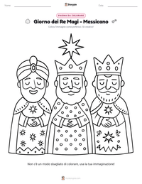 Anteprima della scheda stampabile di Giorno dei Re Magi - Messicano