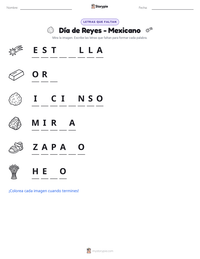 Vista previa de la hoja de trabajo imprimible de Día de Reyes - Mexicano