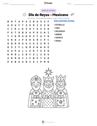 Vista previa de la hoja de trabajo imprimible de Día de Reyes - Mexicano