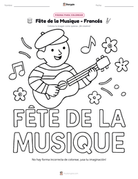 Vista previa de la hoja de trabajo imprimible de Fête de la Musique - Francés