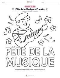 Prévia da folha de atividades imprimível Fête de la Musique - Francês