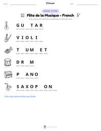 Fête de la Musique - French printable worksheet preview