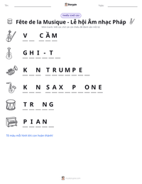 Xem trước tài liệu in sẵn Fête de la Musique - Lễ hội Âm nhạc Pháp