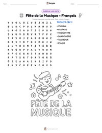 Aperçu de la feuille de travail imprimable Fête de la Musique - Français