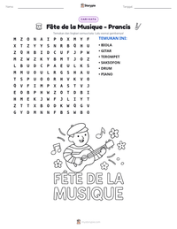 Prabaca lembar kerja cetak Fête de la Musique - Prancis