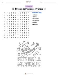 Fête de la Musique - Fransız yazdırılabilir çalışma sayfası önizlemesi