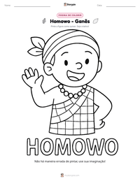 Prévia da folha de atividades imprimível Homowo - Ganês