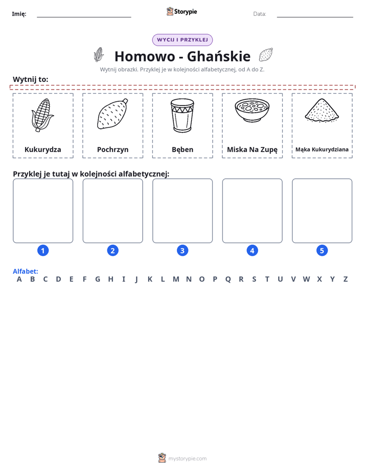 Wytnij i Wklej Alfabet