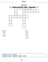 Noche de San Juan - Spanish printable worksheet preview