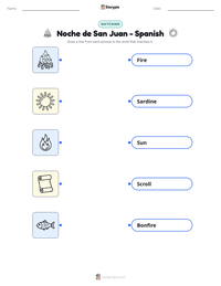 Noche de San Juan - Spanish printable worksheet preview