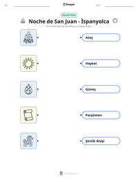 Noche de San Juan - İspanyolca yazdırılabilir çalışma sayfası önizlemesi