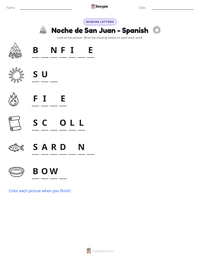 Noche de San Juan - Spanish printable worksheet preview