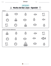 Noche de San Juan - Spanish printable worksheet preview