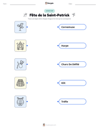 Aperçu de la feuille de travail imprimable Fête de la Saint-Patrick