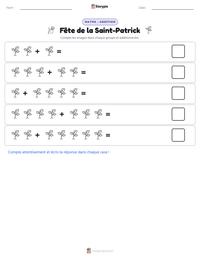 Aperçu de la feuille de travail imprimable Fête de la Saint-Patrick