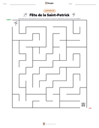Aperçu de la feuille de travail imprimable Fête de la Saint-Patrick