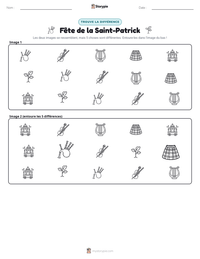 Aperçu de la feuille de travail imprimable Fête de la Saint-Patrick