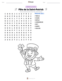Aperçu de la feuille de travail imprimable Fête de la Saint-Patrick