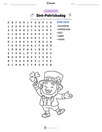 Sint-Patricksdag afdrukbare werkblad voorbeeld