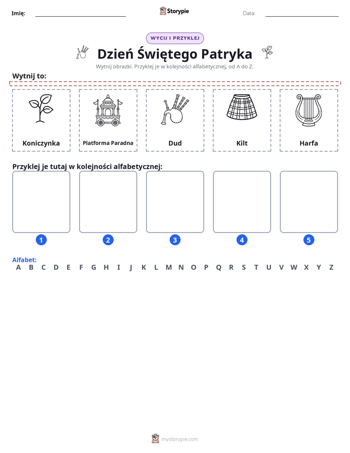 Wytnij i Wklej Alfabet