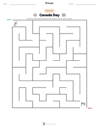 Canada Day afdrukbare werkblad voorbeeld