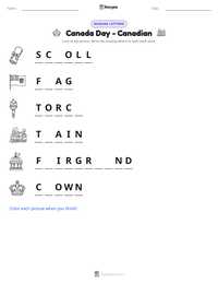 Canada Day - Canadian printable worksheet preview