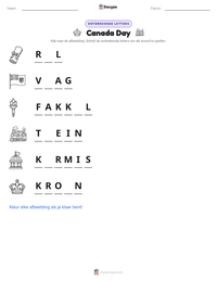 Canada Day afdrukbare werkblad voorbeeld