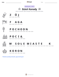 Podgląd drukowalnego arkusza ćwiczeń Dzień Kanady