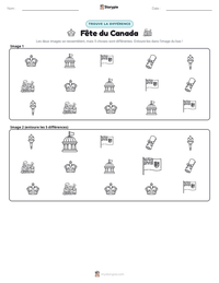 Aperçu de la feuille de travail imprimable Fête du Canada