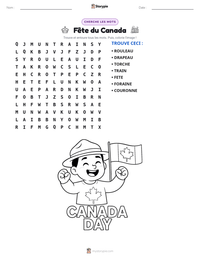 Aperçu de la feuille de travail imprimable Fête du Canada