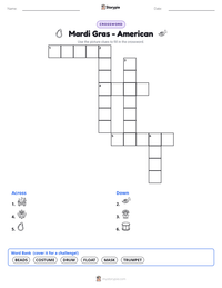 Mardi Gras - American printable worksheet preview