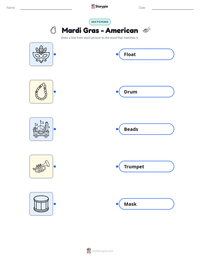 Mardi Gras - American printable worksheet preview
