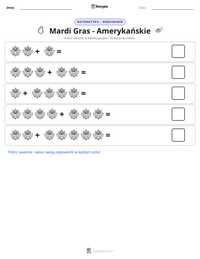 Podgląd drukowalnego arkusza ćwiczeń Mardi Gras - Amerykańskie