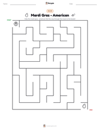 Mardi Gras - American printable worksheet preview