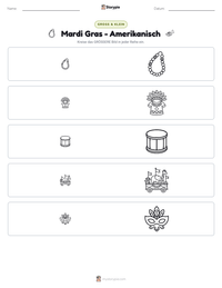 Mardi Gras - Amerikanisch druckbare Arbeitsblatt Vorschau