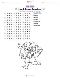 Mardi Gras - American printable worksheet preview