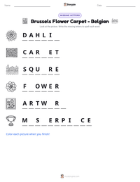 Brussels Flower Carpet - Belgian printable worksheet preview
