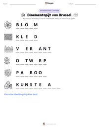 Bloementapijt van Brussel afdrukbare werkblad voorbeeld