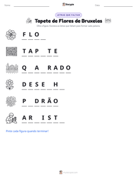 Prévia da folha de atividades imprimível Tapete de Flores de Bruxelas