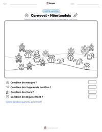 Aperçu de la feuille de travail imprimable Carnaval - Néerlandais