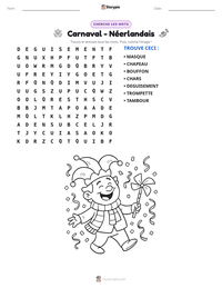 Aperçu de la feuille de travail imprimable Carnaval - Néerlandais
