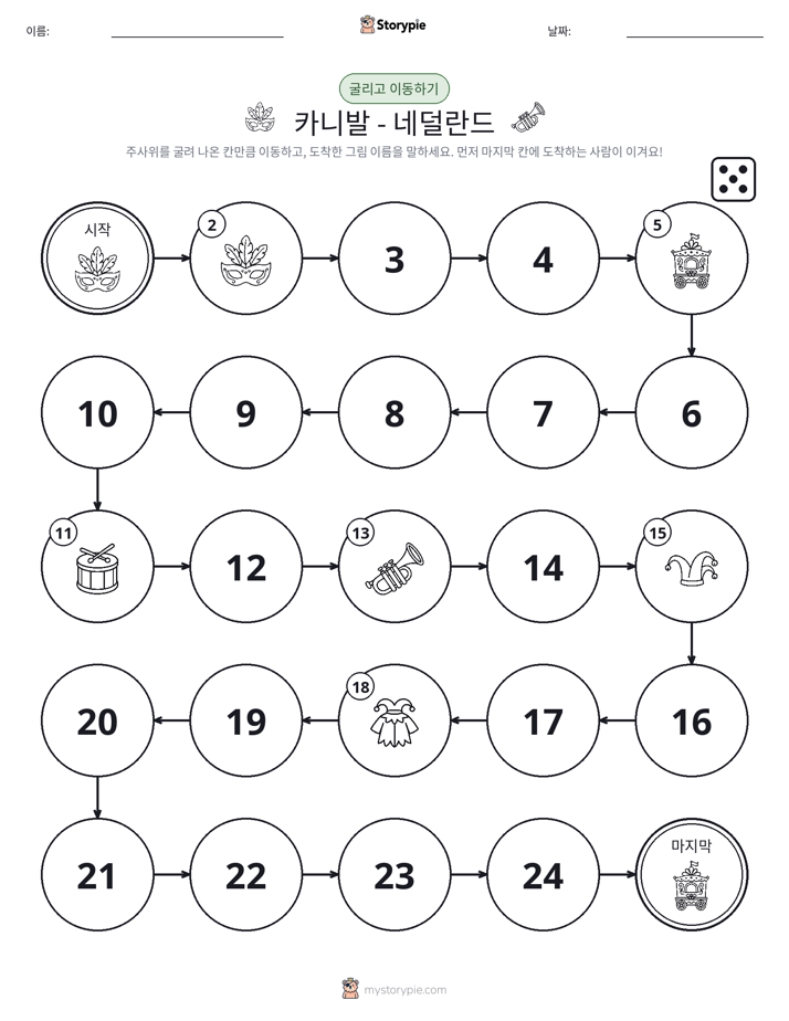 주사위 굴리고 이동하기 게임