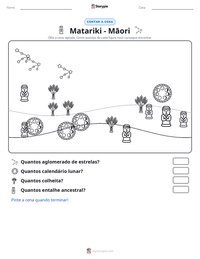 Prévia da folha de atividades imprimível Matariki - Māori