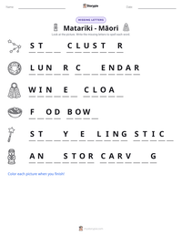 Matariki - Māori printable worksheet preview
