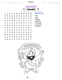 Aperçu de la feuille de travail imprimable Vaisakhi