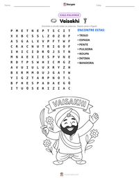 Prévia da folha de atividades imprimível Vaisakhi