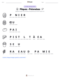Aperçu de la feuille de travail imprimable Pâques - Polonaises