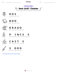 Sant Jordi - Catalan printable worksheet preview